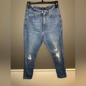 Express Women's Light Blue Distressed Jeans